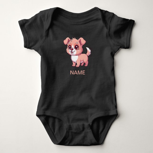 Söt Valp Baby Bodysuit T Shirt (Framsida)