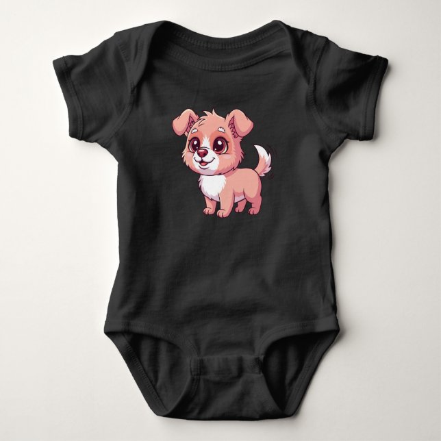 Söt Valp Baby Bodysuit T Shirt (Framsida)