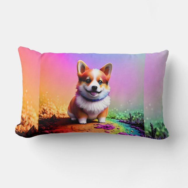 Söt Valp Corgi Hund-36475 Lumbarkudde (Framsida)