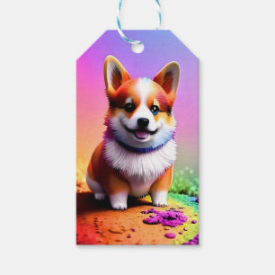 Söt Valp Corgi Hund-36475 Presentetikett