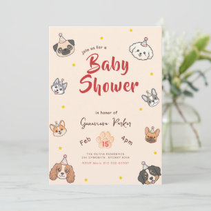 Söt Valp Fest Hund Baby Shower Inbjudningar