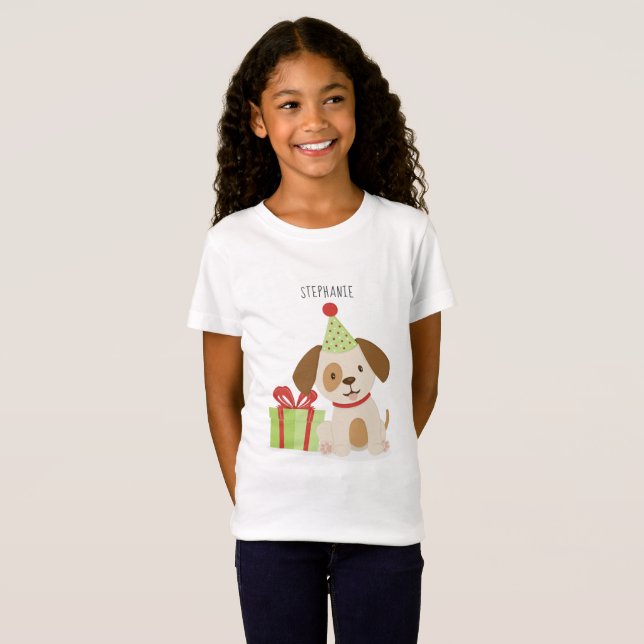 Söt Valp Födelsedag T Shirt (Hel framsida)