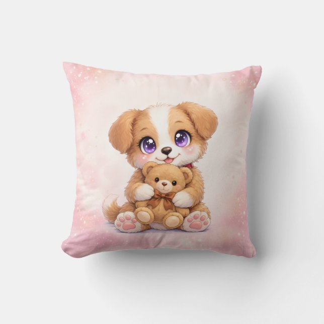 Söt valp för barnkammare dekorationer kudde (Framsida)