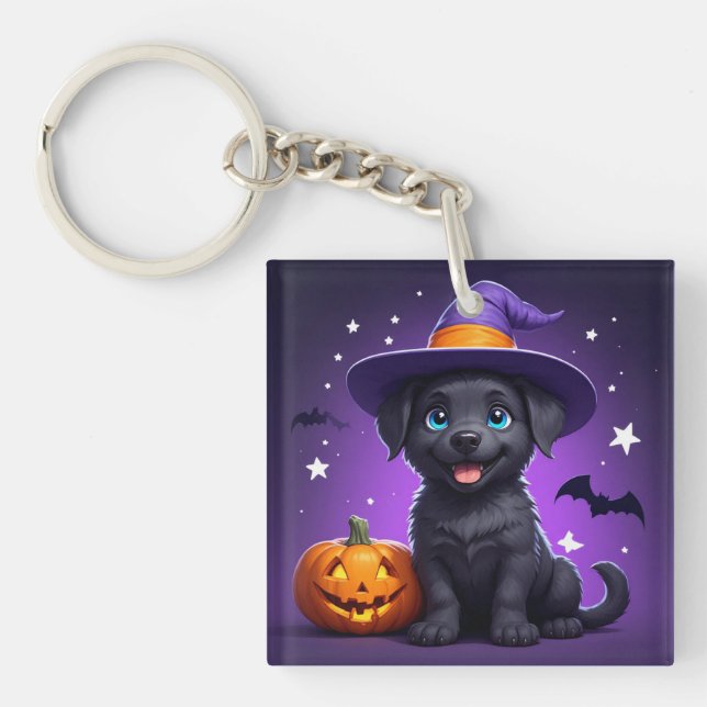 Söt valp-häxa hatt Halloween 🐶 (Framsidan)