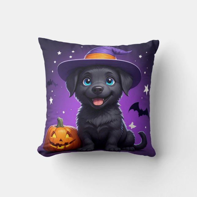 Söt valp häxhatt Halloween 🐶 Kudde (Framsida)