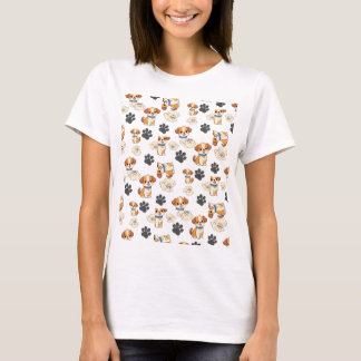 Söt valp Hund- och tassavtrycksmönster T-shirt