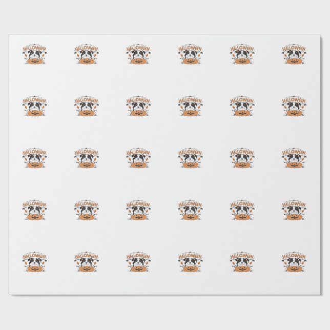 Söt valp i pumpa � Halloween-hundillustration Presentpapper (Platt)