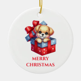 Söt Valp Jul Julgransprydnad Keramik