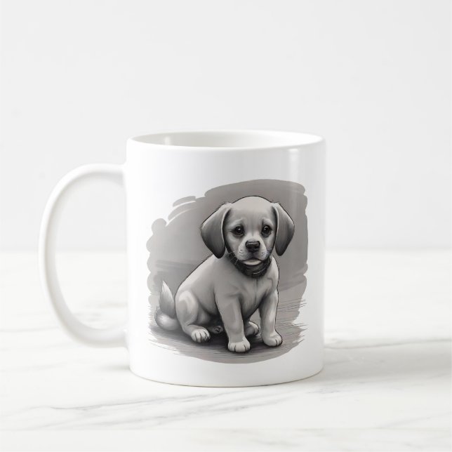 Söt Valp Kaffe Mugg (Vänster)