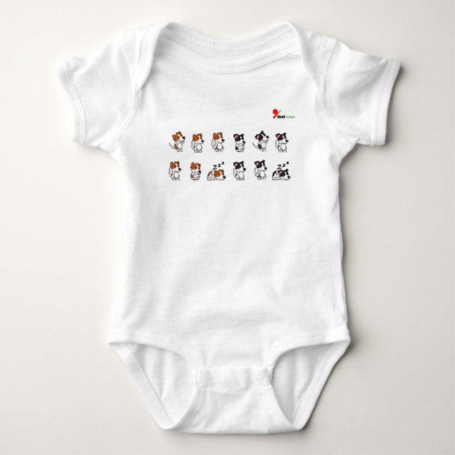 Söt Valp Livscykel Tecknad Hundälskare Baby Bodys T Shirt (Framsida)