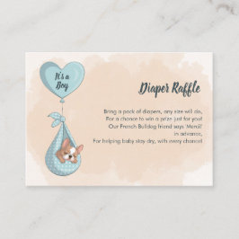 Söt valp med fransk bulldogg Blått hjärta Blöjraff Tilläggskort