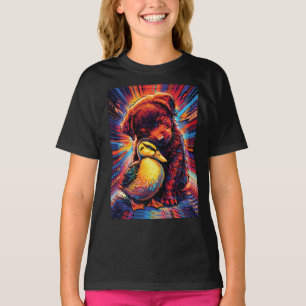 Söt Valp och Ankunge Kram Popkonst T Shirt