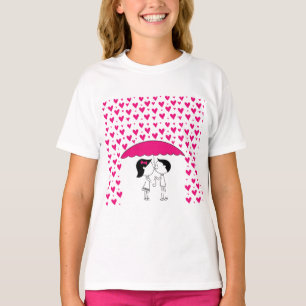 Söt valp och hjärtan tjejtröja - Bedårande rosa T Shirt