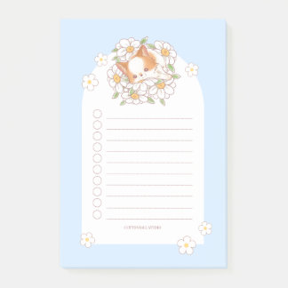 Söt valp sover på blommor sött Kawaii Post-it Block
