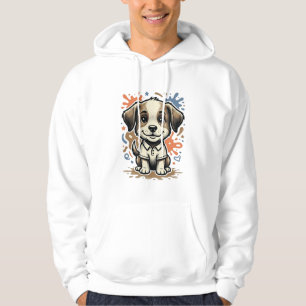 Söt Valp Splash Gravyr Vektor Design_1 Hoodie