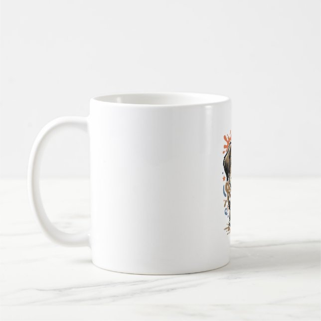 Söt Valp Splash Gravyr Vektor Design_1 Kaffemugg (Vänster)