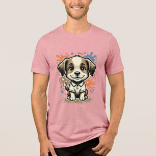 Söt Valp Splash Gravyr Vektor Design_1 T Shirt