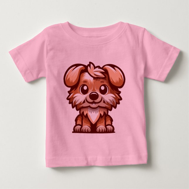 Söt Valp Tecknad Baby T-Shirt (Framsida)