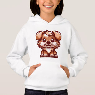 Söt Valp Tecknad Flickor Huva T Shirt