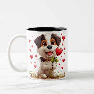 💖 Söt Valp Valentinskänken Till Hundälskare ☕ Två-Tonad Mugg