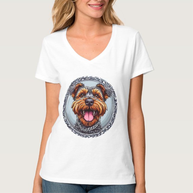 Söt valpgrafik för avslappnad vardaglig klänning t shirt (Framsida)