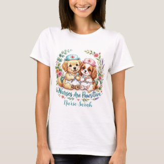 Söt Valpsjuksköterska Positiv Akvarell Personlig T Shirt