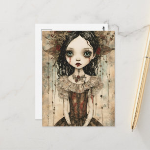 Söt vampyr-docka Mixed Media Vykort