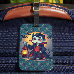 Söt vampyr med lykta Kawaii Halloween Bagagebricka