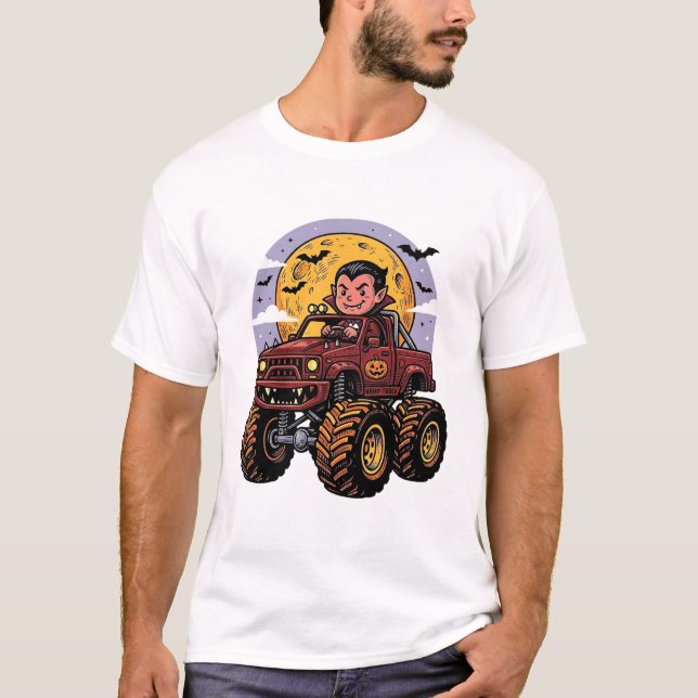 Söt vampyr monstertruck Halloween tröja design_ (Framsida)