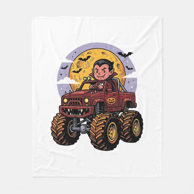 Söt vampyr monstertruck Halloween tröja design_ Fleecefilt (Framsidan)