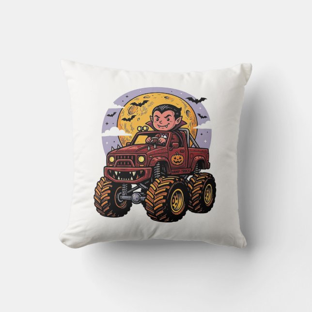 Söt vampyr monstertruck Halloween tröja design_ Kudde (Framsida)