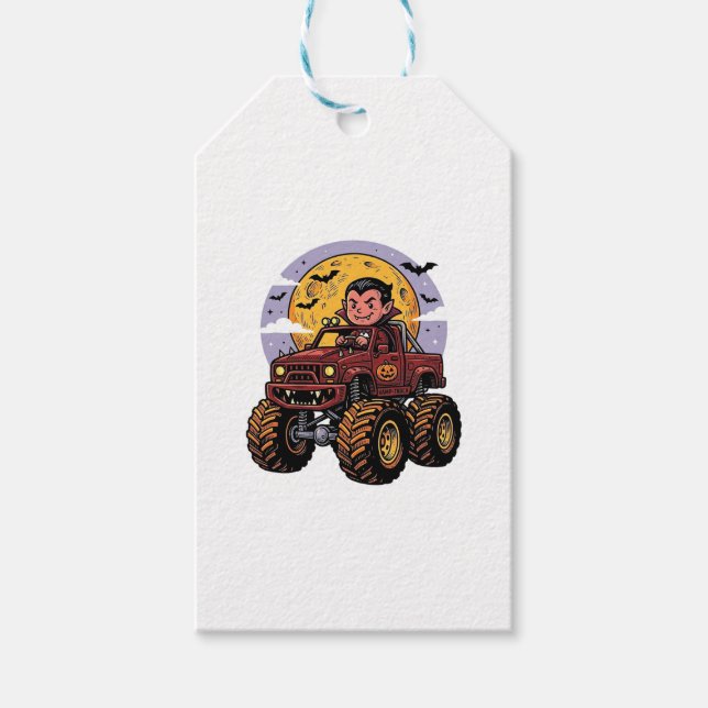 Söt vampyr monstertruck Halloween tröja design_ Presentetikett (Framsidan)