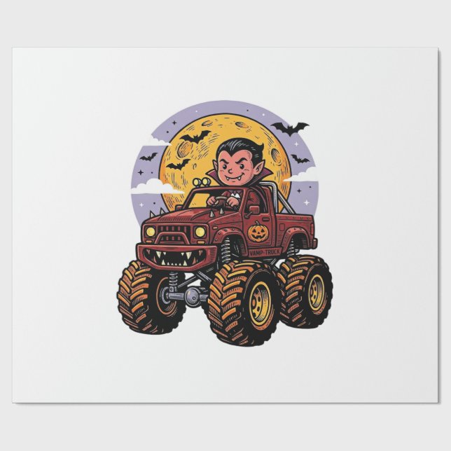 Söt vampyr monstertruck Halloween tröja design_ Presentpapper (Platt)