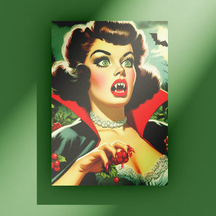 Söt Vampyr Pinuppa Vykort