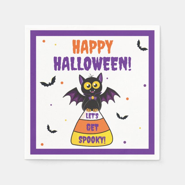 Söt vampyrfladdermus Halloween-candy corn Pappersservett (Framsidan)
