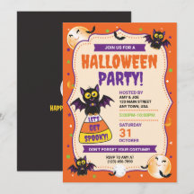 Söt vampyrfladdermus Halloween-fest inbjudan perso