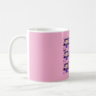 Söt vampyrflicka lila Halloween-mönster Kaffemugg