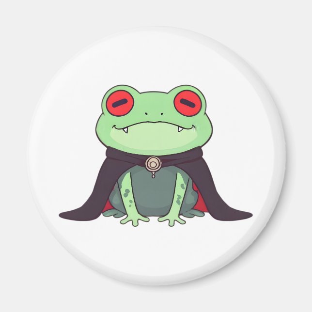 Söt vampyrgroda Halloween-kappa Magnet (Framsidan)
