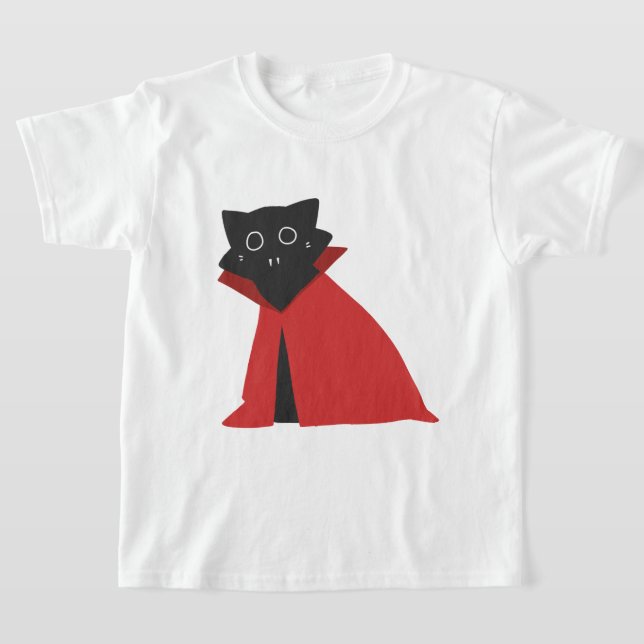 Söt vampyrkatt Halloween T-shirt för barn (Laydown)