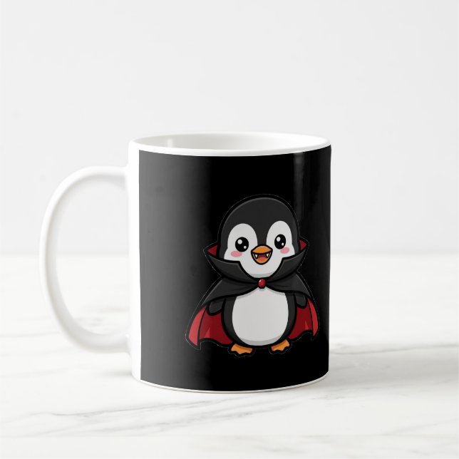 Söt vampyrpingvin Halloween Kaffemugg (Vänster)