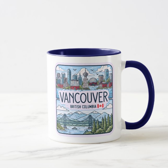 Söt Vancouver BC Kanada Siluett Stadspanorama Past Mugg (Höger)