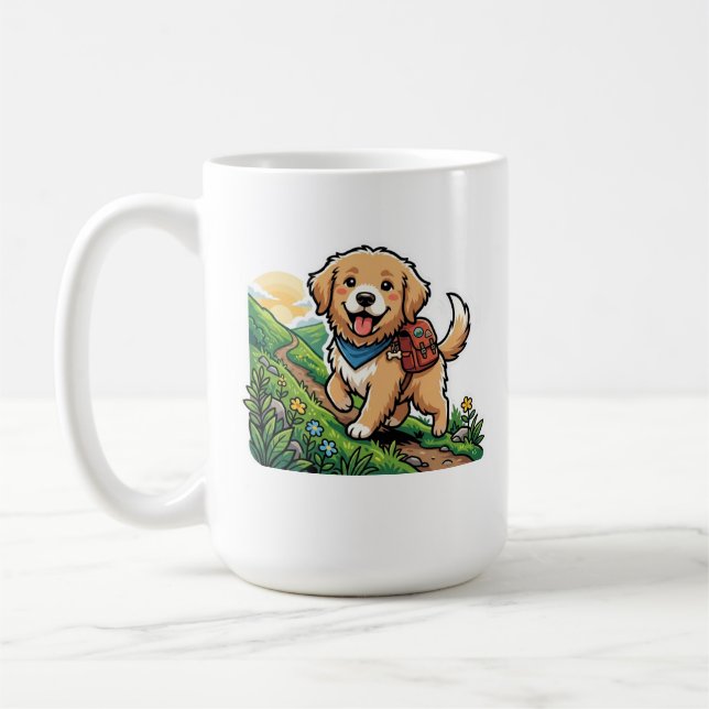 Söt vandrande golden retriever-valp-äventyr kaffemugg (Vänster)