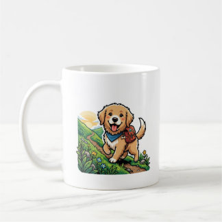 Söt vandrande golden retriever-valp-äventyr kaffemugg
