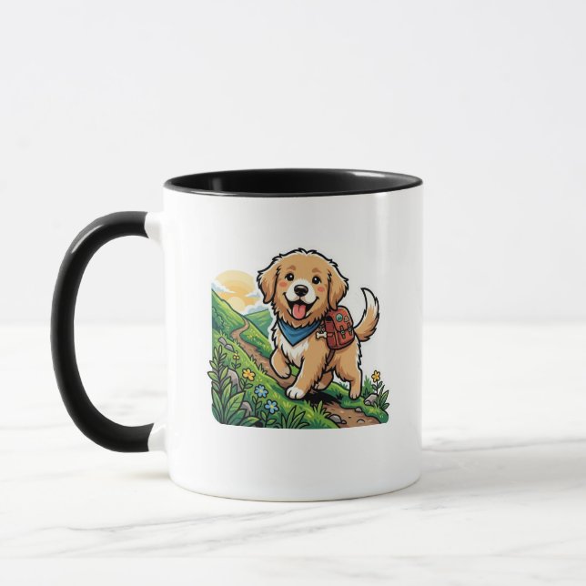 Söt vandrande golden retriever-valp-äventyr mugg (Vänster)