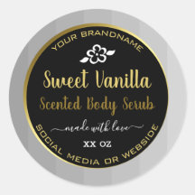 Söt Vanilla-produktförpackningsetiketter Guld Blac