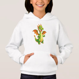 Söt Vänlig Grön Drak Karikatyr Illustration T Shirt