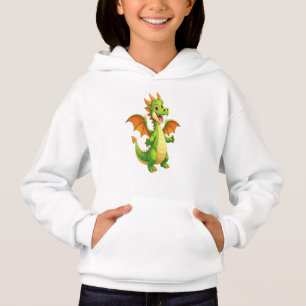 Söt Vänlig Grön Drak Karikatyr Illustration T Shirt