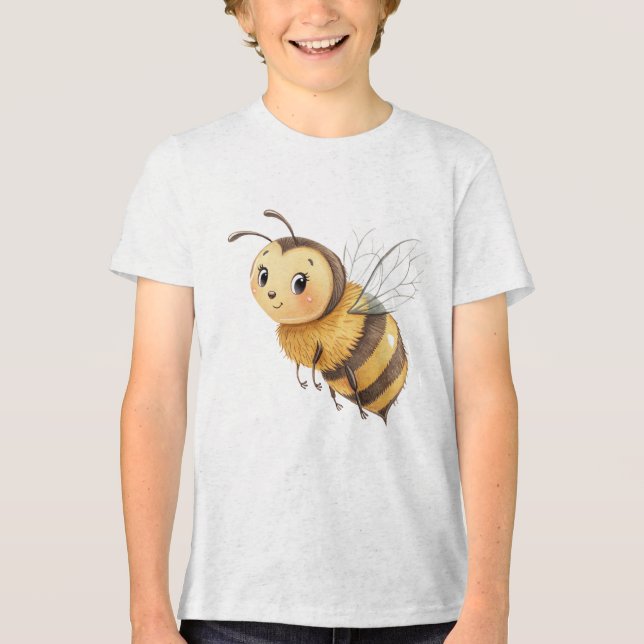 Söt Vänlig Humlebi-Illustration T Shirt (Framsida)