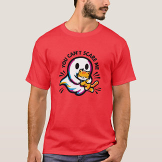 Söt Vänlig Spöke och Katt Whimsical Halloween T Shirt