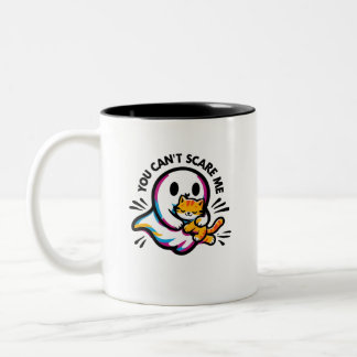 Söt Vänlig Spöke och Katt Whimsical HalloweenMugg Två-Tonad Mugg